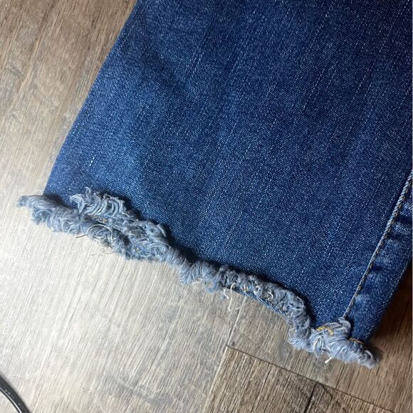 Free People High Rise Fringe Crop Jeans 61502-16515125  Size 28 Raw Hem - Picture 5 of 6